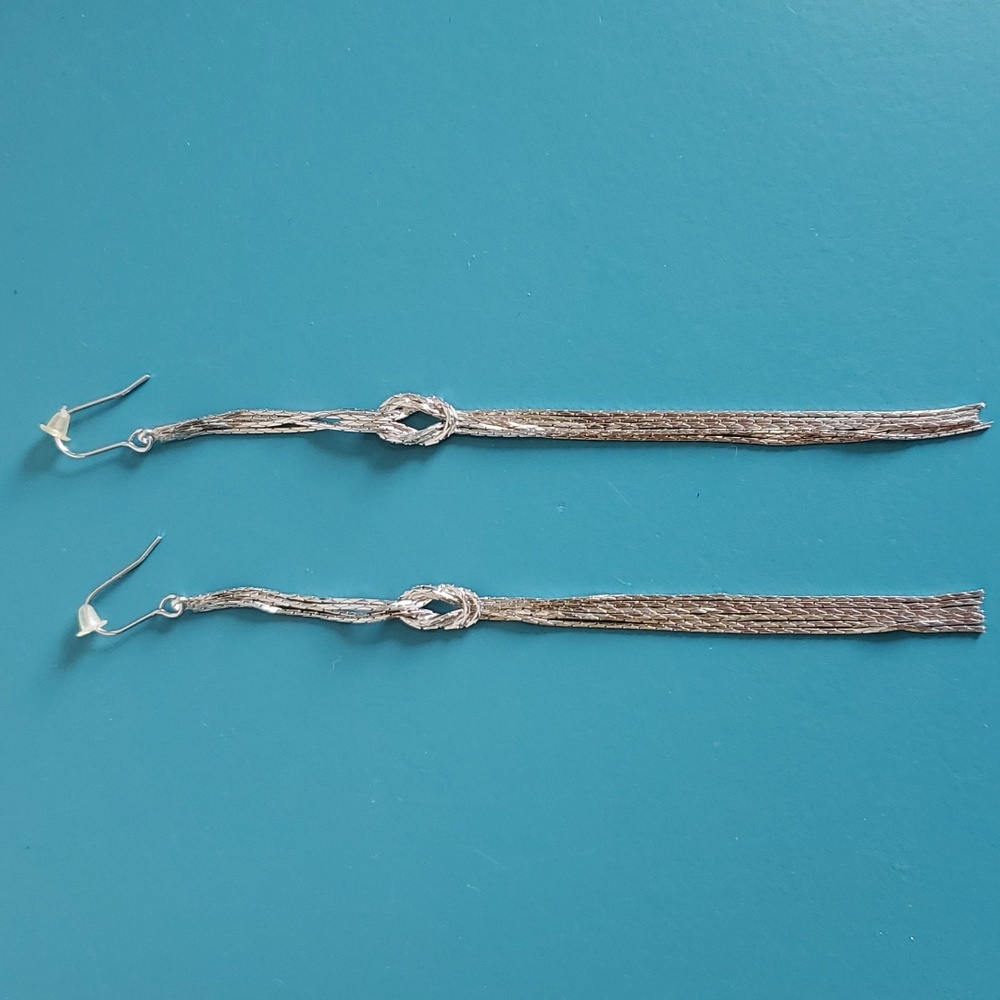 Silver chain infinity knot earrings